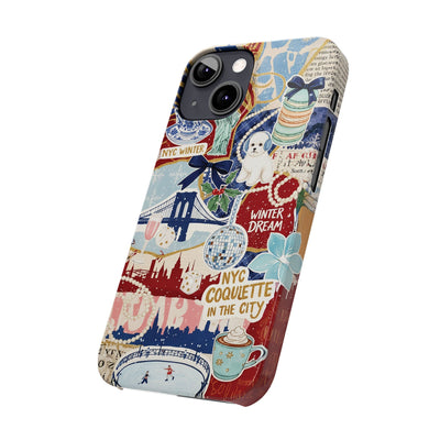 Slim New York Winter Coquette Collage Cute Phone Case for Iphone 16 - | iPhone 15 Pro Max Case | iPhone 14 Case Iphone 13 12 11 10 9 8 7 X - Studio40ParkLane