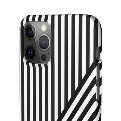 Aesthetic Black White Stripes Cute Phone Case Sleek Snap - For iPhone 17 Pro Max iPhone 16 Pro iPhone 15 Iphone 14 Plus 13 Pro 12 11 10 Gift - Studio40ParkLane