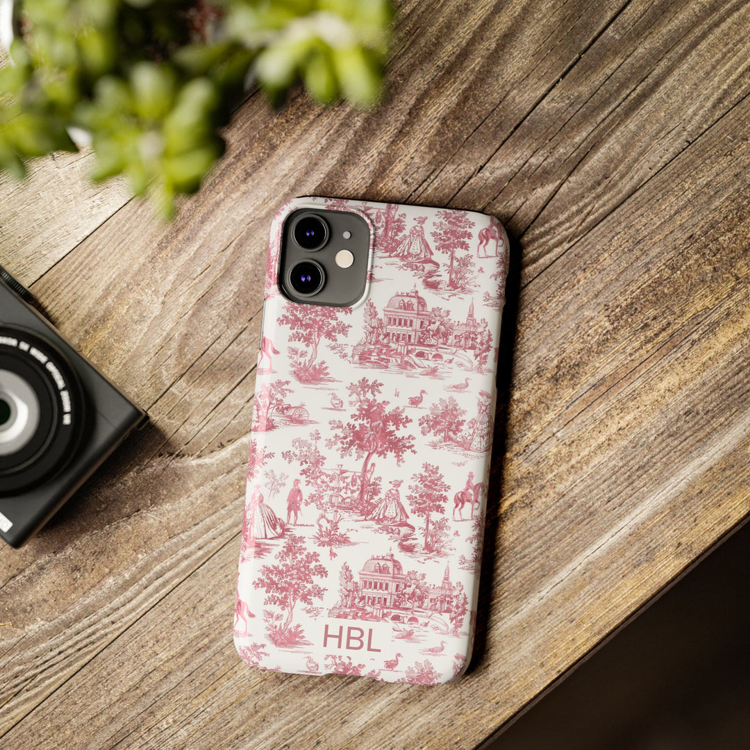 Slim Personalized Slim Pink Vintage French Toile Cute Phone Cases for Iphone 16 Pro Max | iPhone 15 Case | iPhone 15 Pro Max Case, Iphone 14, Iphone 14 Pro Max, Iphone 13 12 11 8 7 - Studio40ParkLane