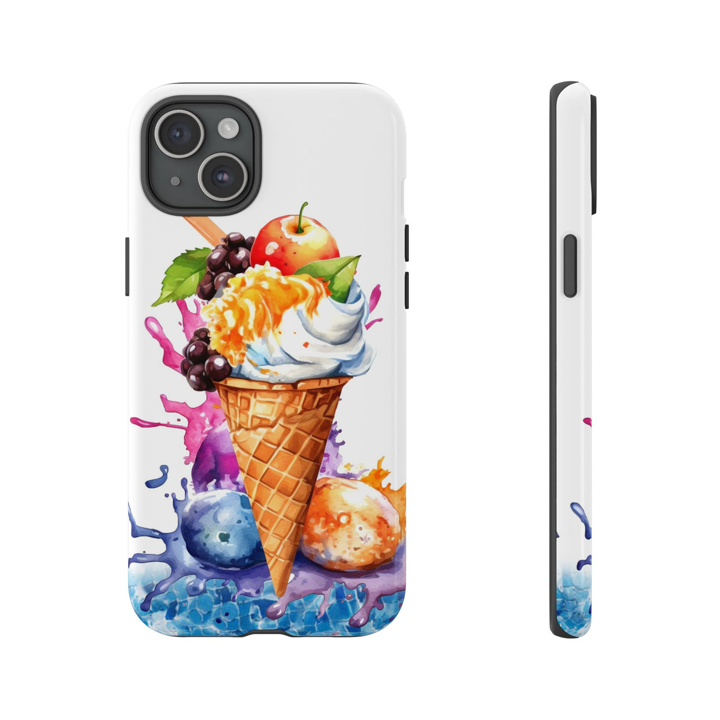 Impact Resistant, Summer Ice Cream Cone, Cute Phone Cases for Samsung S24, S23, S22, S21, IPhone 15 pro Iphone 14 pro Iphone 13 IPhone 12 Iphone 11