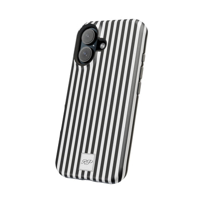 Custom Personalized Black White Striped Magsafe Phone Case for Iphone 17 - | iPhone 16 Pro Max Case | iPhone 15 Case Iphone 14 13 12 11 10 - Studio40ParkLane