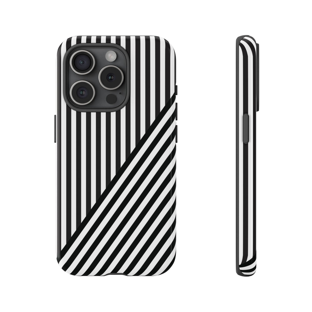 Aesthetic Tough Black White Stripes Phone Case - For iPhone 17 Pro Max iPhone 16 Pro iPhone 15 Iphone 14 Plus 13 Pro 12 11 10 XR - Studio40ParkLane