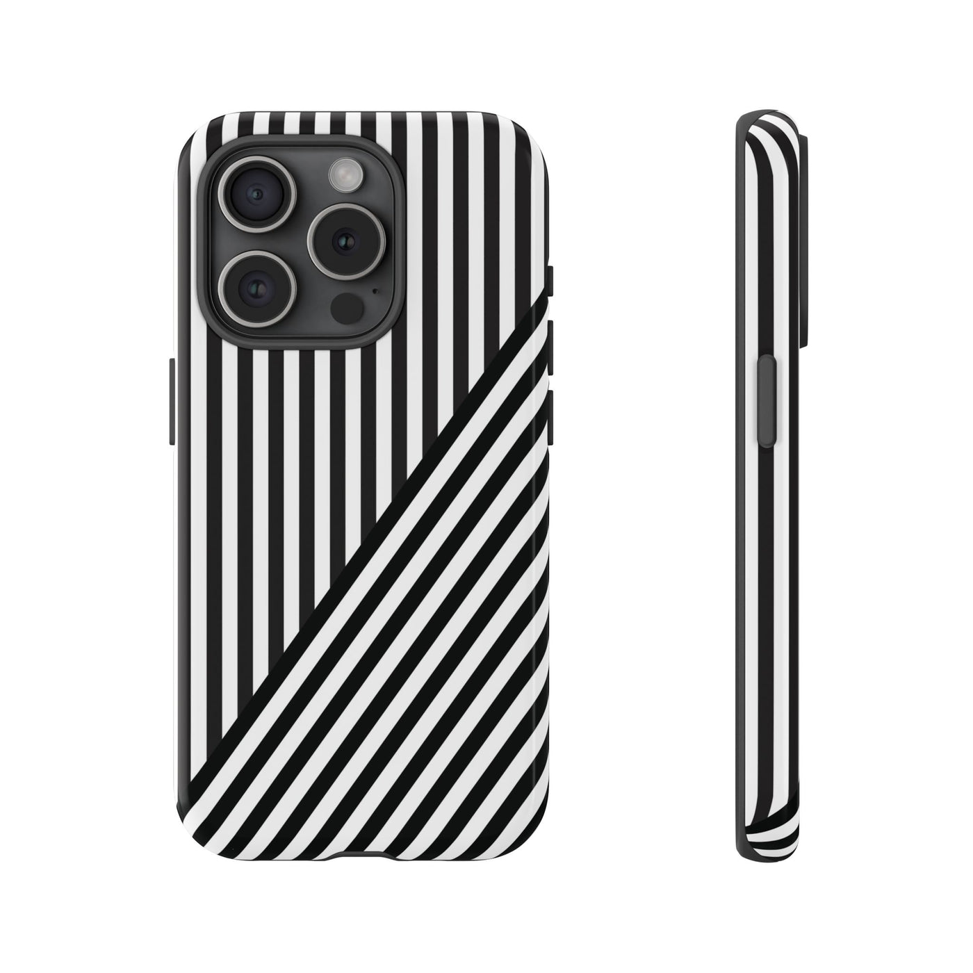 Aesthetic Tough Black White Stripes Phone Case - For iPhone 17 Pro Max iPhone 16 Pro iPhone 15 Iphone 14 Plus 13 Pro 12 11 10 XR - Studio40ParkLane
