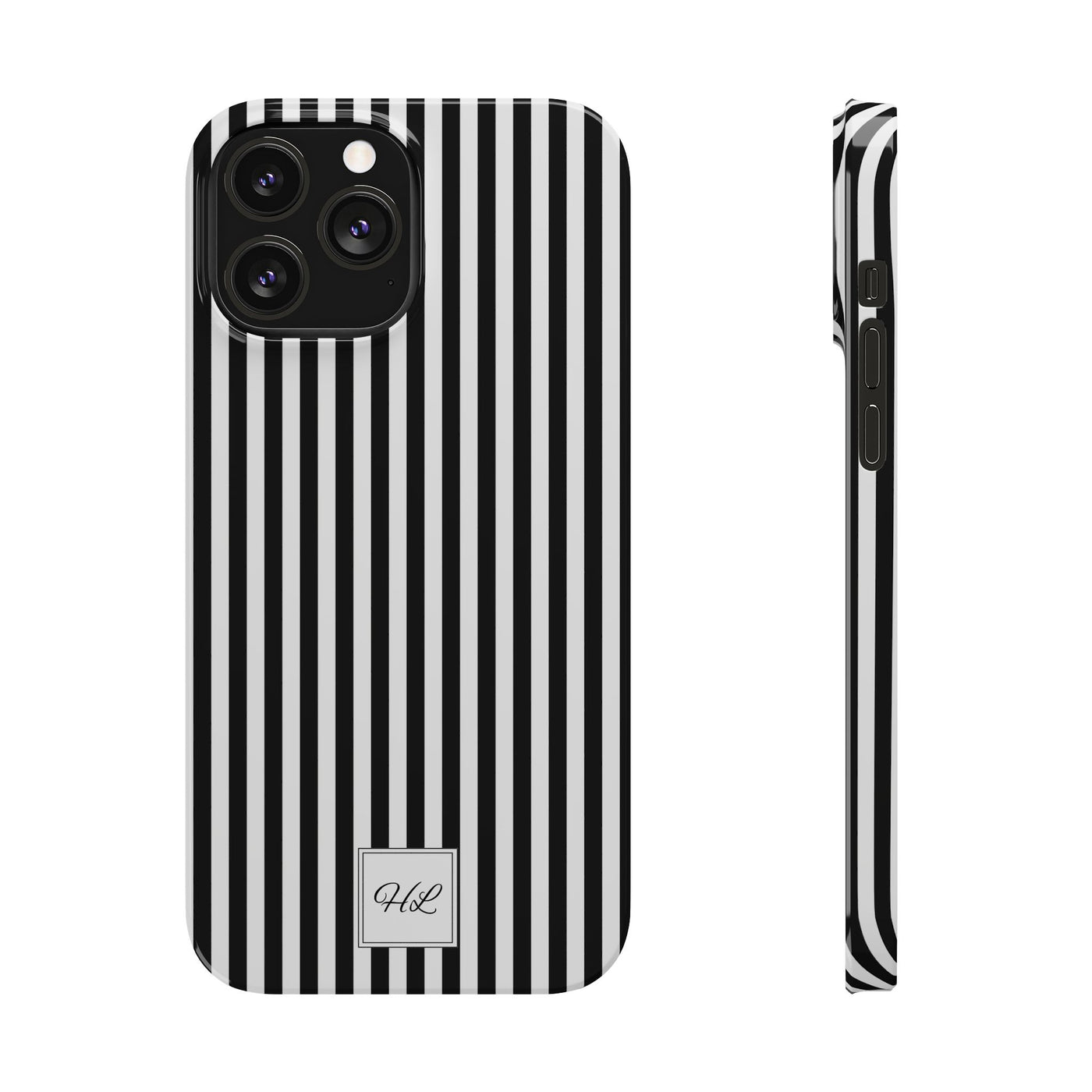 Slim Custom Personalized Black White Striped Phone Case for Iphone 16 - | iPhone 15 Pro Max Case | iPhone 14 Case Iphone 13 12 11 10 9 8 - Studio40ParkLane