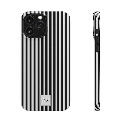 Slim Custom Personalized Black White Striped Phone Case for Iphone 16 - | iPhone 15 Pro Max Case | iPhone 14 Case Iphone 13 12 11 10 9 8 - Studio40ParkLane