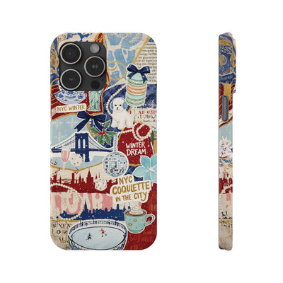 Slim New York Winter Coquette Collage Cute Phone Case for Iphone 16 - | iPhone 15 Pro Max Case | iPhone 14 Case Iphone 13 12 11 10 9 8 7 X - Studio40ParkLane