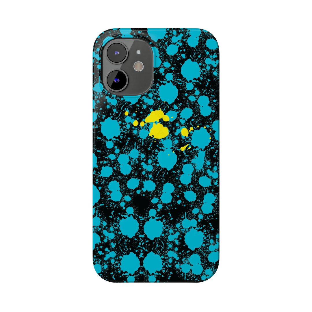 Slim Cute Phone Cases for Iphone - | iPhone 15 Case | iPhone 15 Pro Max Case, Iphone 14 Case, Iphone 14 Pro Max, Iphone 13, Paint Splash Blue Yellow - Studio40ParkLane