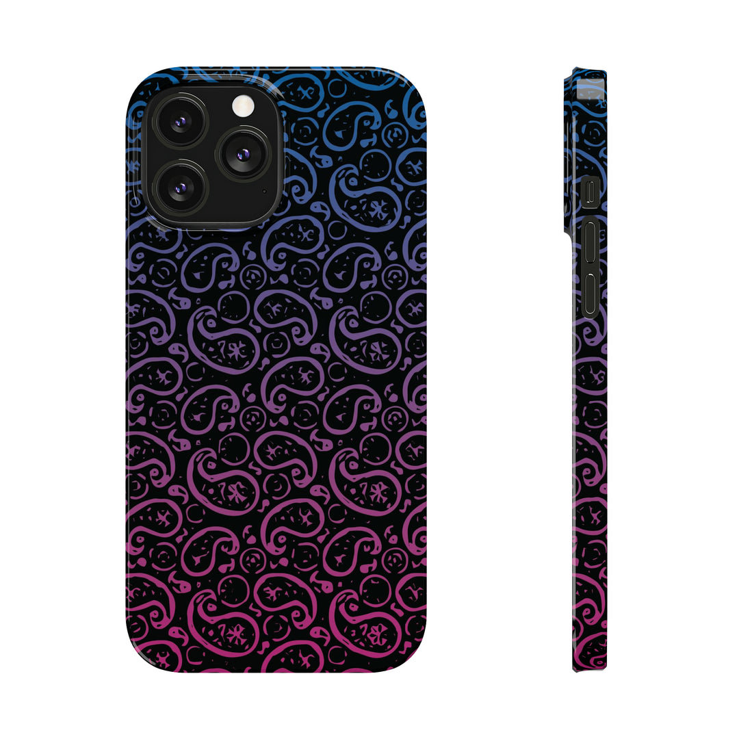 Slim Cute Phone Cases for Iphone - | iPhone 15 Case | iPhone 15 Pro Max Case, Iphone 14 Case, Iphone 14 Pro Max, Iphone 13, Paisley Blue Pink Black - Studio40ParkLane