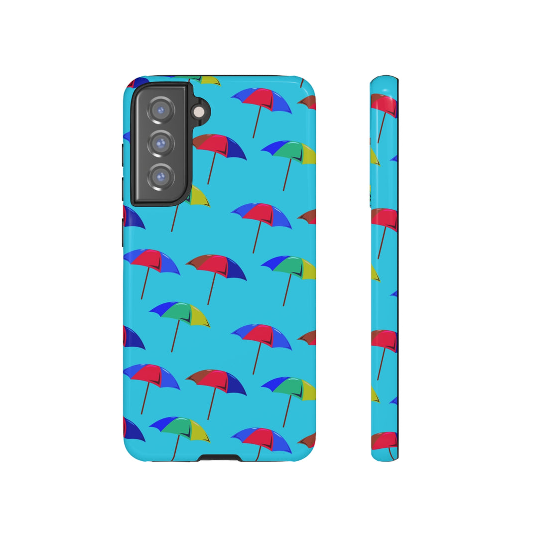 Cute Samsung Phone Case | Aesthetic Samsung Phone Case | Galaxy S23, S22, S21, S20 | Colorful Beach Parasols Blue, Protective Phone Case - Studio40ParkLane