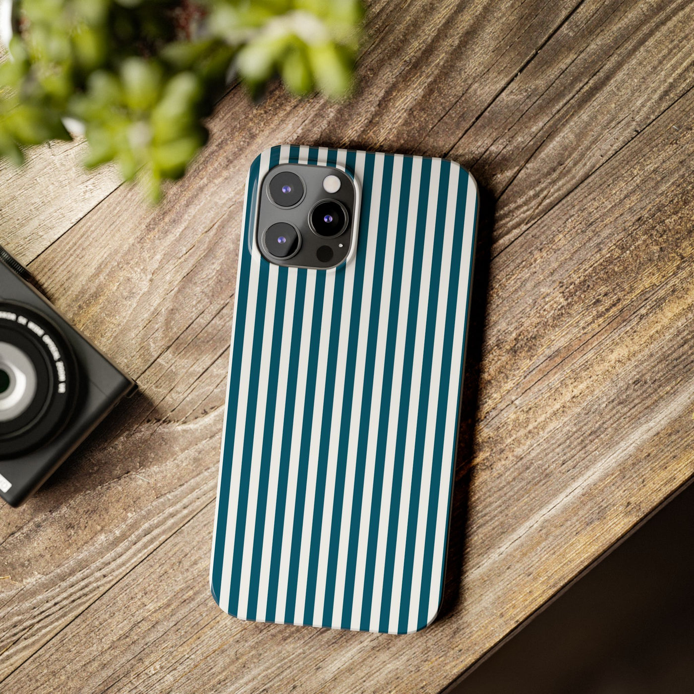 Slim Teal Blue Striped Cute Phone Case for Iphone 16 - | iPhone 15 Pro Max Case | iPhone 14 Case Iphone 13 12 11 10 9 8 7 X XS Gift for Her - Studio40ParkLane