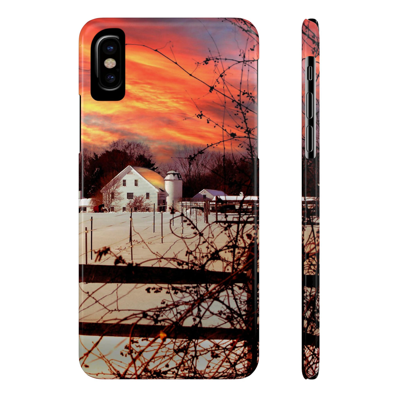 Slim Cute iPhone Cases - | iPhone 15 Case | iPhone 15 Pro Max Case, Iphone 14 Case, Iphone 14 Pro Max, Iphone 13, New England Winter Sunset