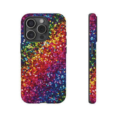 Faux Chic Play on Glitter Effect Cute Phone Case, for IPhone 16 pro Max | Iphone 15, Iphone 14, IPhone 13 Case, 11 8 7, Samsung Galaxy S24, S23, S22, S21, 2 Layer Protection