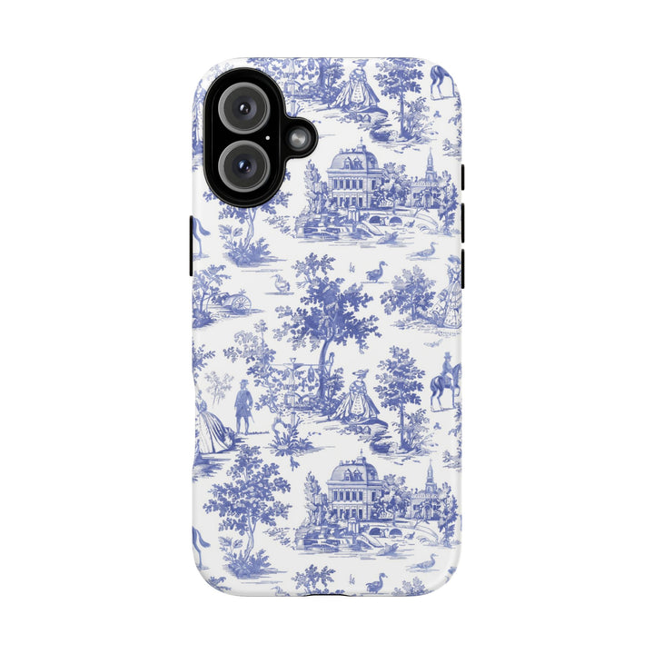 French Toile Blue Coquette Tough Phone Case - For iPhone 17 Pro Max iPhone 16 Pro Case iPhone Iphone 15 Case 14 13 12 11 Cute Phone Case - Studio40ParkLane