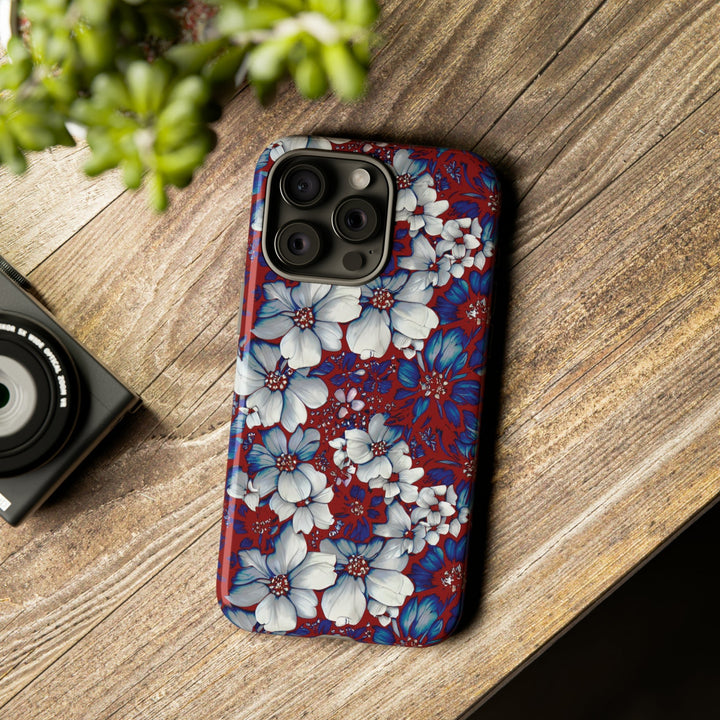 Cute IPhone Case | Red Blue Flowers, iPhone 15 Case | iPhone 15 Pro Case, Iphone 14 Case, Iphone 14 Pro Max Case, Protective Iphone Case - Studio40ParkLane