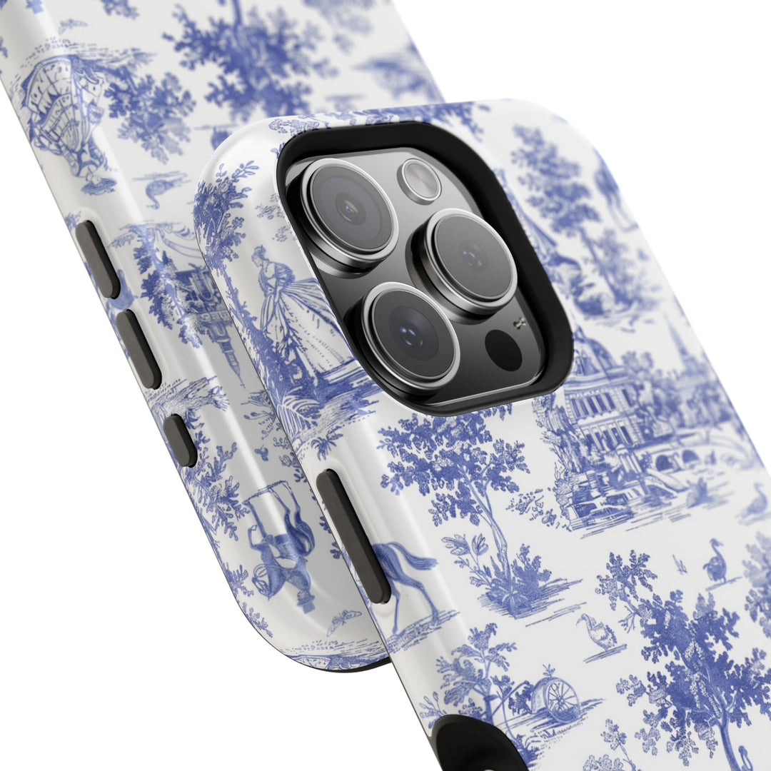 Blue Toile Magnetic Impact-Resistant Cute Phone Case for Iphone 16, iPhone 15 Pro Max Plus 14, 13, 12, 11 Gift for her - Studio40ParkLane