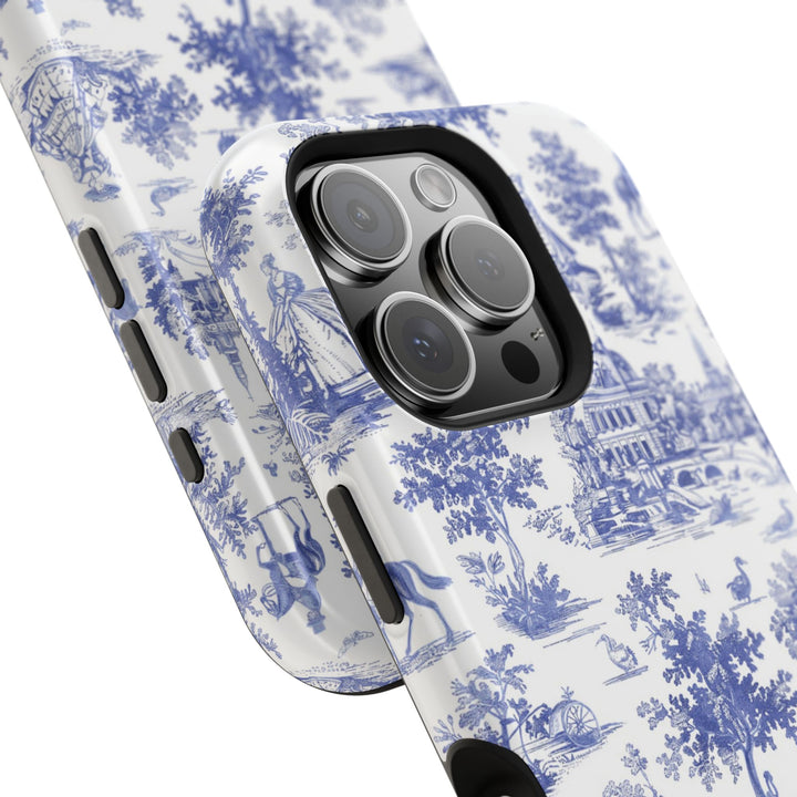 Blue Toile Magnetic Impact-Resistant Cute Phone Case for Iphone 16, iPhone 15 Pro Max Plus 14, 13, 12, 11 Gift for her - Studio40ParkLane