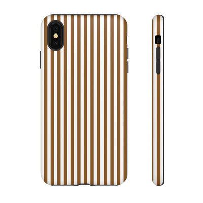 Tough Premium Mocca Brown Stripes Phone Case Gift for Her - For Apple iPhone 16 Pro Max 16e iPhone 15 Pro iPhone Iphone 14 Plus 13 Pro 12 SE XR - Studio40ParkLane