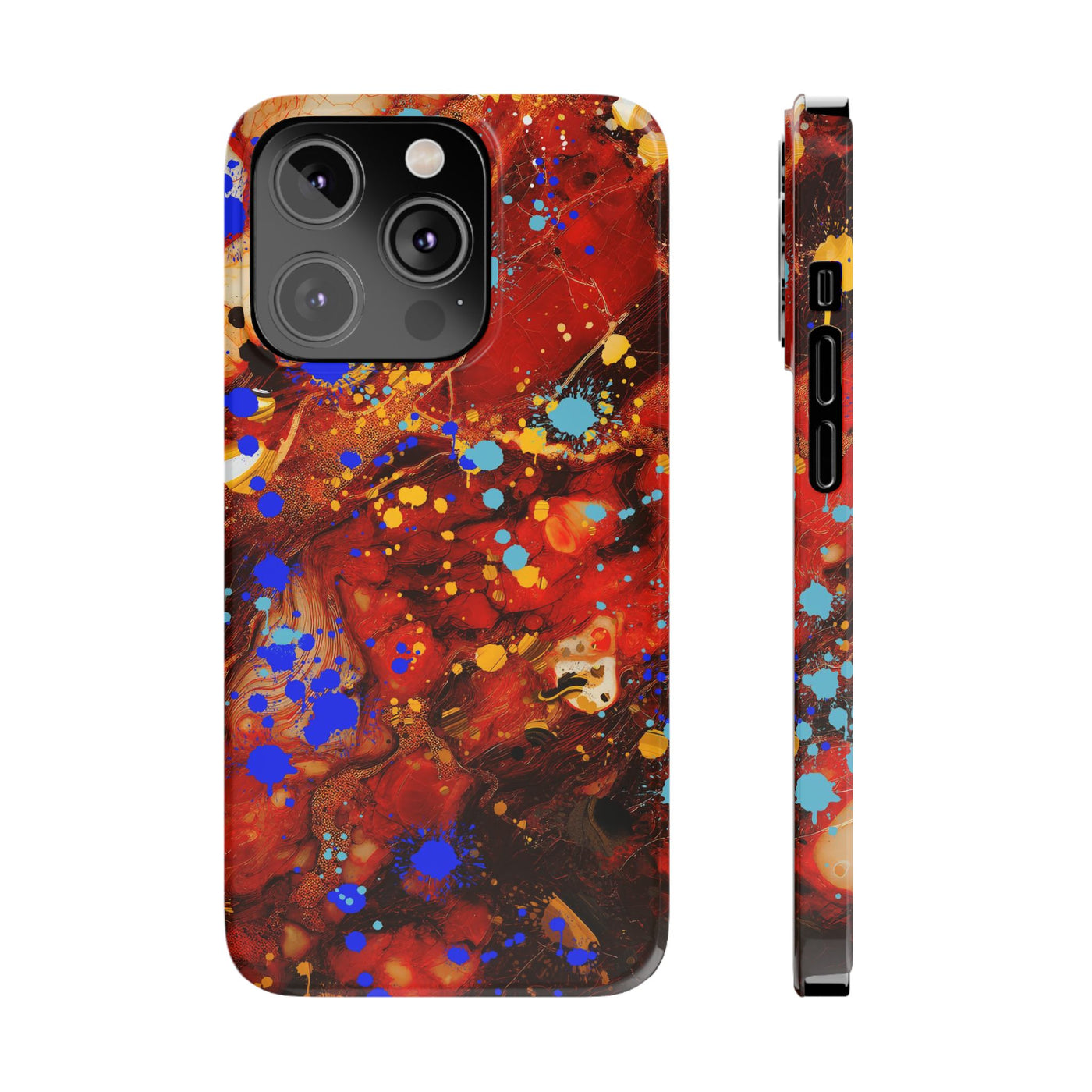 Slim Cute Phone Cases for Iphone - | iPhone 15 Case | iPhone 15 Pro Max Case, Iphone 14 Case, Iphone 14 Pro Max, Iphone 13, Fall Marble Paint Splash