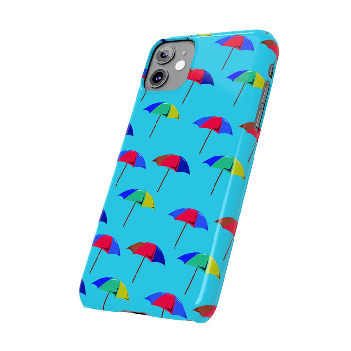 Slim Cute Phone Cases for Iphone - | iPhone 15 Case | iPhone 15 Pro Max Case, Iphone 14 Case, Iphone 14 Pro Max, Iphone 13, Colorful Beach Parasol Blue - Studio40ParkLane