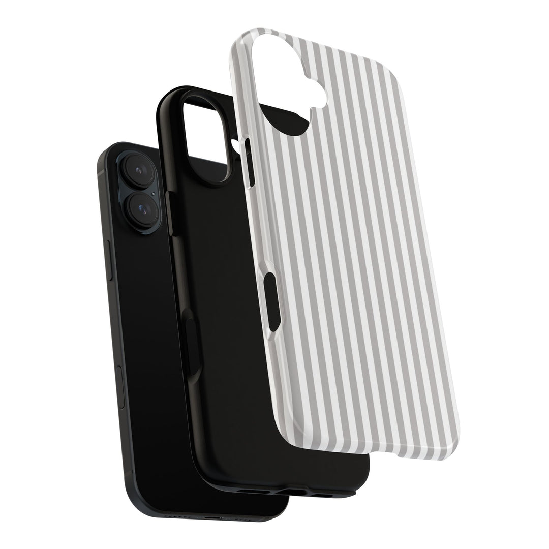 Tough Premium Ash Grey Stripes Phone Case Gift for Her - For Apple iPhone 16 Pro Max 16e iPhone 15 Pro iPhone Iphone 14 Plus 13 Pro 12 SE XR - Studio40ParkLane
