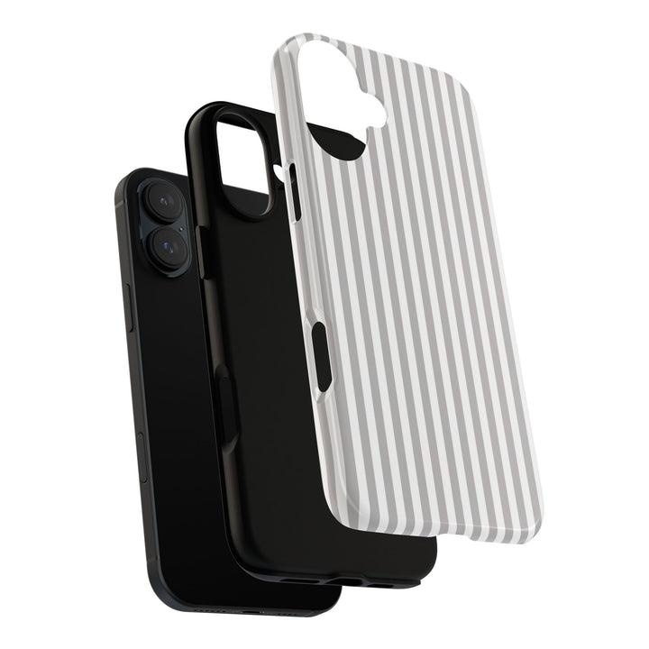 Tough Premium Ash Grey Stripes Phone Case Gift for Her - For Apple iPhone 16 Pro Max 16e iPhone 15 Pro iPhone Iphone 14 Plus 13 Pro 12 SE XR - Studio40ParkLane