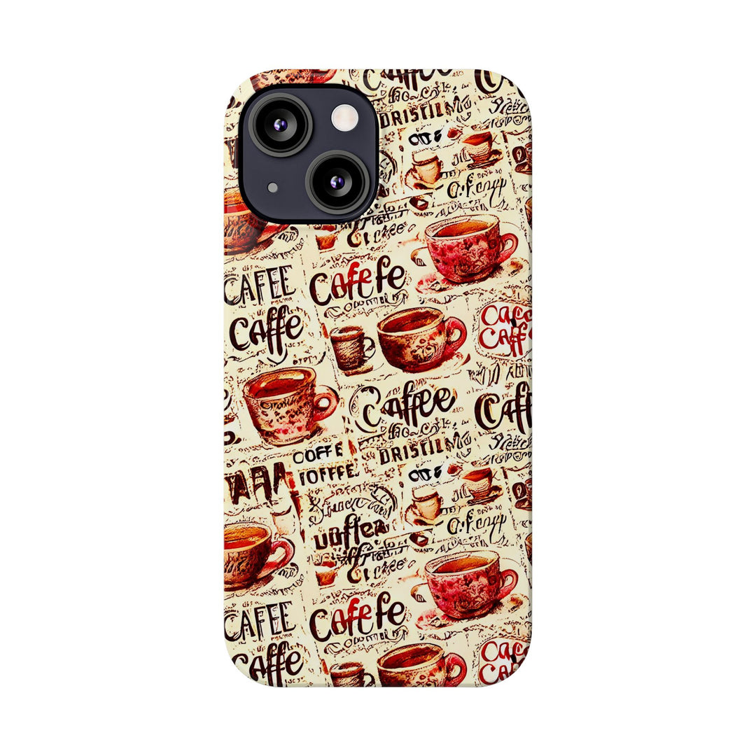 Slim Cute Phone Cases for Iphone - | iPhone 15 Case | iPhone 15 Pro Max Case, Iphone 14 Case, Iphone 14 Pro Max, Iphone 13, Paris Coffee Cup - Studio40ParkLane