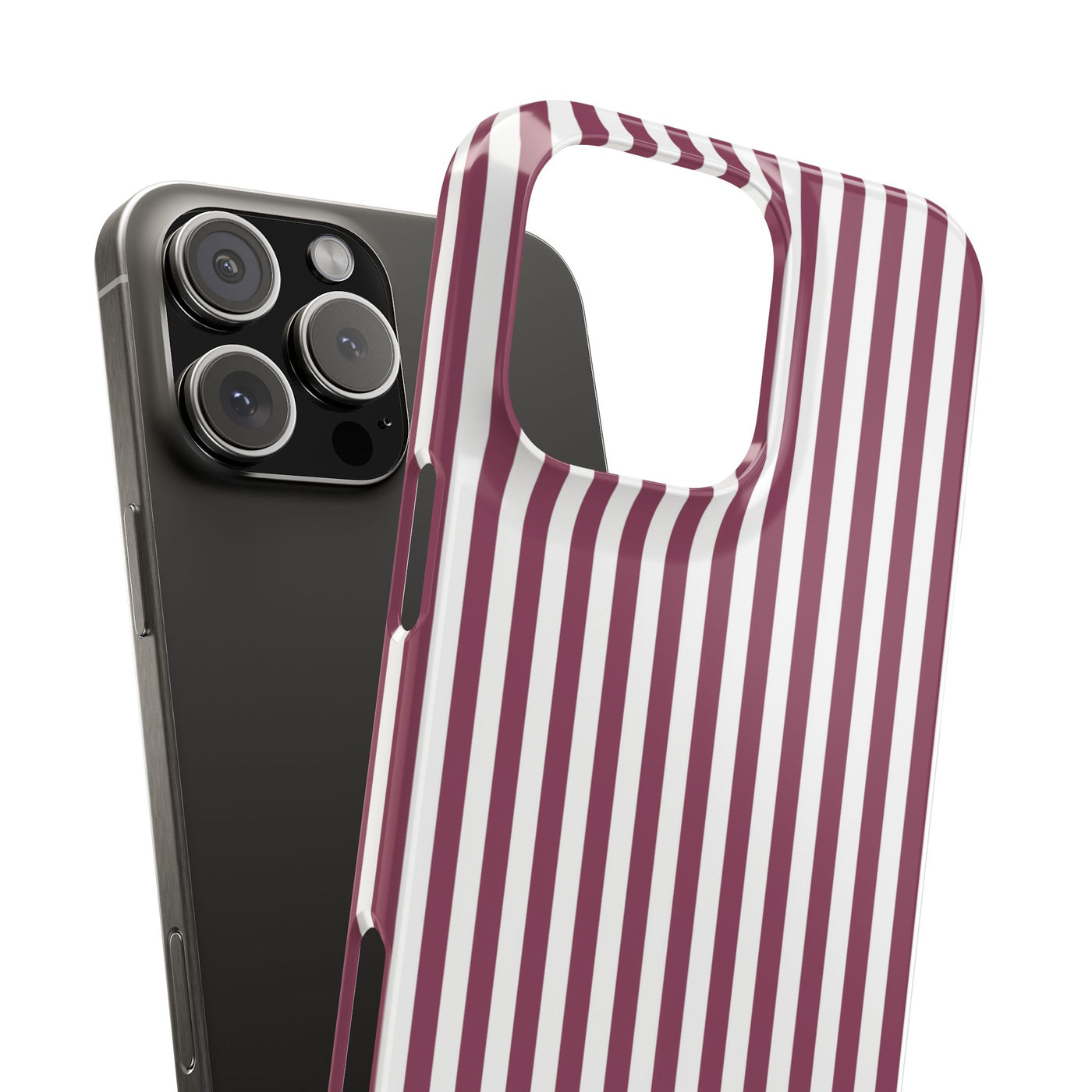 Slim Claret Red Striped Cute Phone Case for Iphone 16 - | iPhone 15 Pro Max Case | iPhone 14 Case Iphone 13 12 11 10 9 8 7 XS X Gift for Her - Studio40ParkLane