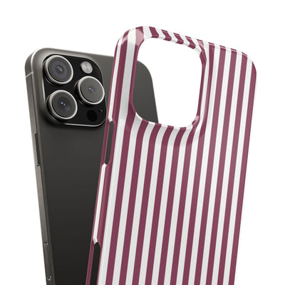 Slim Claret Red Striped Cute Phone Case for Iphone 16 - | iPhone 15 Pro Max Case | iPhone 14 Case Iphone 13 12 11 10 9 8 7 XS X Gift for Her - Studio40ParkLane