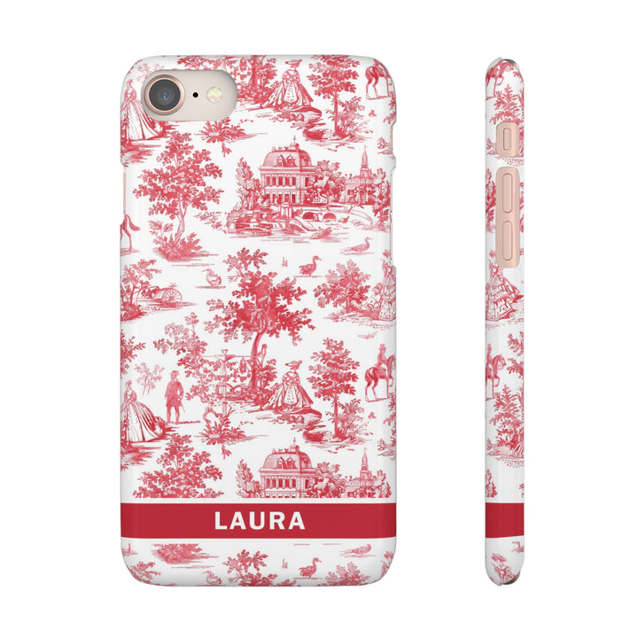 Snap French Toile Personalized Initial Custom Gift for Her Cute Phone Cases for Samsung S24, S23, S22, S21, S20, Plus and Ultra and Iphone, 16, 15, 14, 13, 12, 11. 10 - Studio40ParkLane