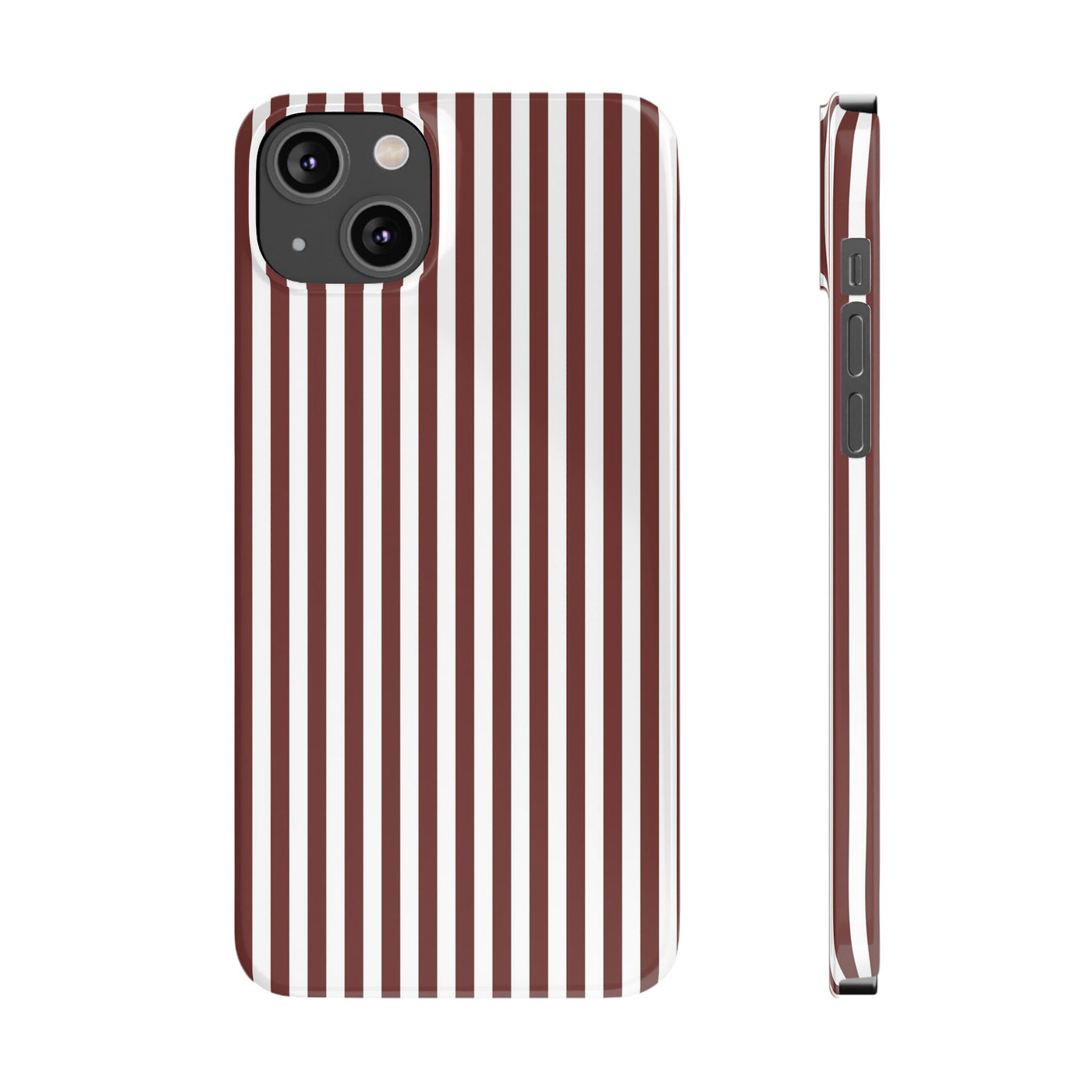 Slim Chocolate Brown Striped Cute Phone Case for Iphone 16 - | iPhone 15 Pro Max Case | iPhone 14 Case Iphone 13 12 11 10 9 8 7 Gift for Her - Studio40ParkLane