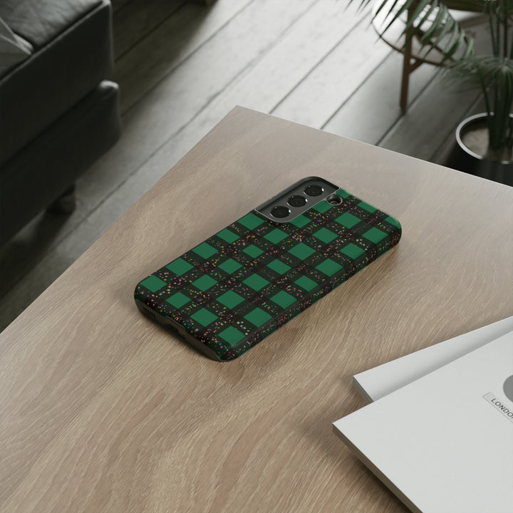 Cute Samsung Phone Cases, Designer Samsung Galaxy S23 Phone Case, Samsung S22 Case, Samsung S21 Case, Samsung S20 Case, Green Festive Plaid - Studio40ParkLane
