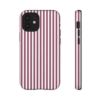 Tough Premium Old Claret Stripes Phone Case Gift for Her - For Apple iPhone 16 Pro Max 16e iPhone 15 Pro iPhone Iphone 14 Plus 13 Pro 12 SE XR - Studio40ParkLane