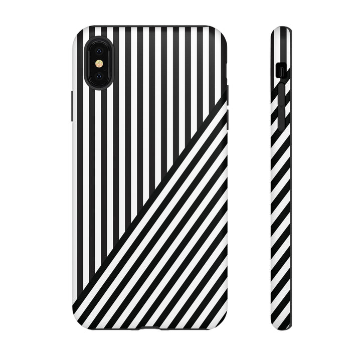 Aesthetic Tough Black White Stripes Phone Case - For iPhone 17 Pro Max iPhone 16 Pro iPhone 15 Iphone 14 Plus 13 Pro 12 11 10 XR - Studio40ParkLane