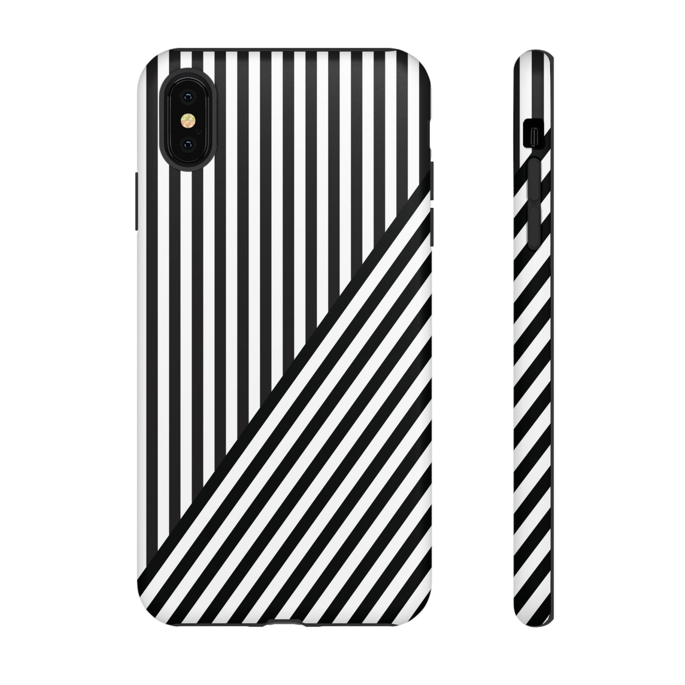 Aesthetic Tough Black White Stripes Phone Case - For iPhone 17 Pro Max iPhone 16 Pro iPhone 15 Iphone 14 Plus 13 Pro 12 11 10 XR - Studio40ParkLane