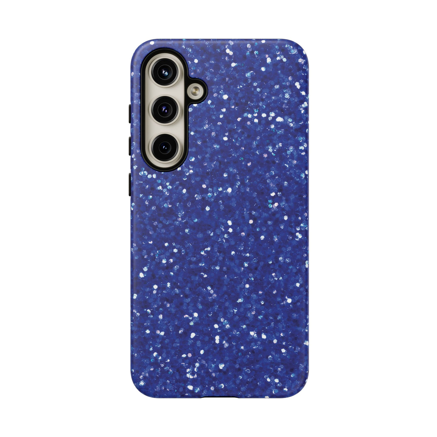 Chic Blue Faux Play on Glitter Effect Cute Phone Case, for IPhone 16 pro Max | Iphone 15, Iphone 14, IPhone 13 Case, 11 8 7, Samsung Galaxy S24, S23, S22, S21, 2 Layer Protection