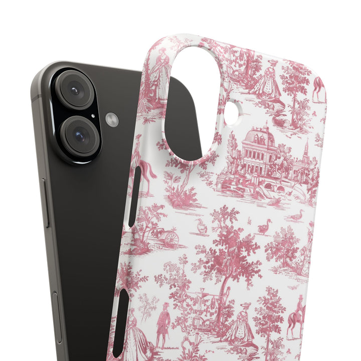 Sleek Snap Pink French Toile Cute Phone Case for iPhone 16 15 14 13 12 11 X Xs Max Xr Pro Plus Samsung Galaxy S24 S23 S22 S21 S20 Note Ultra