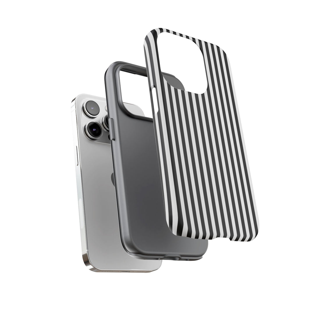 Tough Premium Black White Stripes Phone Case Gift for Her - For Apple iPhone 16 Pro Max 16e iPhone 15 Pro iPhone Iphone 14 Plus 13 Pro 12 SE XR - Studio40ParkLane