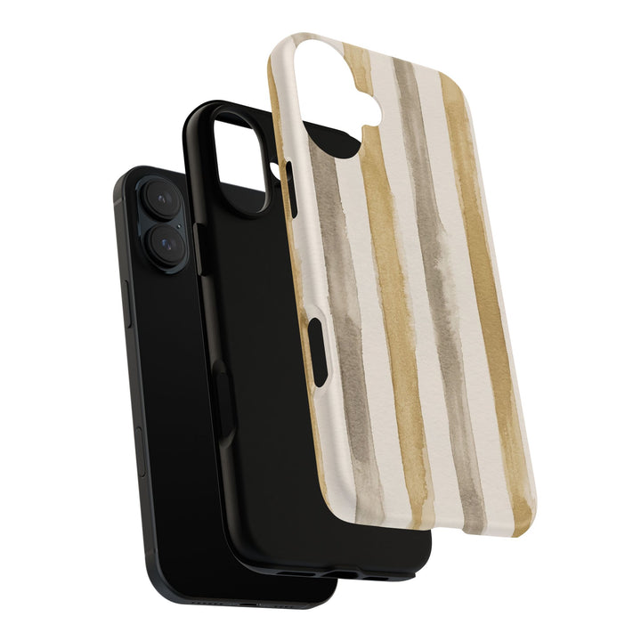 Tough Cute Brown Beige Stripes Phone Case, for IPhone 17 Pro Max | Iphone 17 Air, Iphone 16, IPhone 15, 14 13 12, Samsung Galaxy S26, S25, S24, S23 - Studio40ParkLane