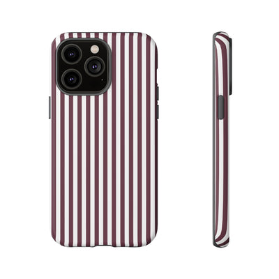 Tough Premium Burgundy Stripes Phone Case Gift for Her - For Apple iPhone 16 Pro Max 16e iPhone 15 Pro iPhone Iphone 14 Plus 13 Pro 12 SE XR - Studio40ParkLane
