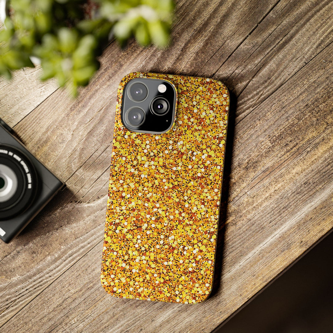 Slim Muted Gold Play on Faux Glitter Effect Cute Phone Cases for Iphone 16 Pro Max | iPhone 15 Case | iPhone 15 Pro Max Case, Iphone 14, Iphone 14 Pro Max, Iphone 13 12 11 8 7 - Studio40ParkLane