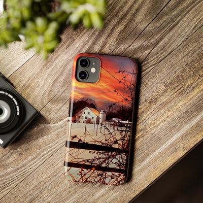 Slim Cute Phone Cases for Iphone - | iPhone 15 Case | iPhone 15 Pro Max Case, Iphone 14 Case, Iphone 14 Pro Max, Iphone 13, New England Winter Sunset