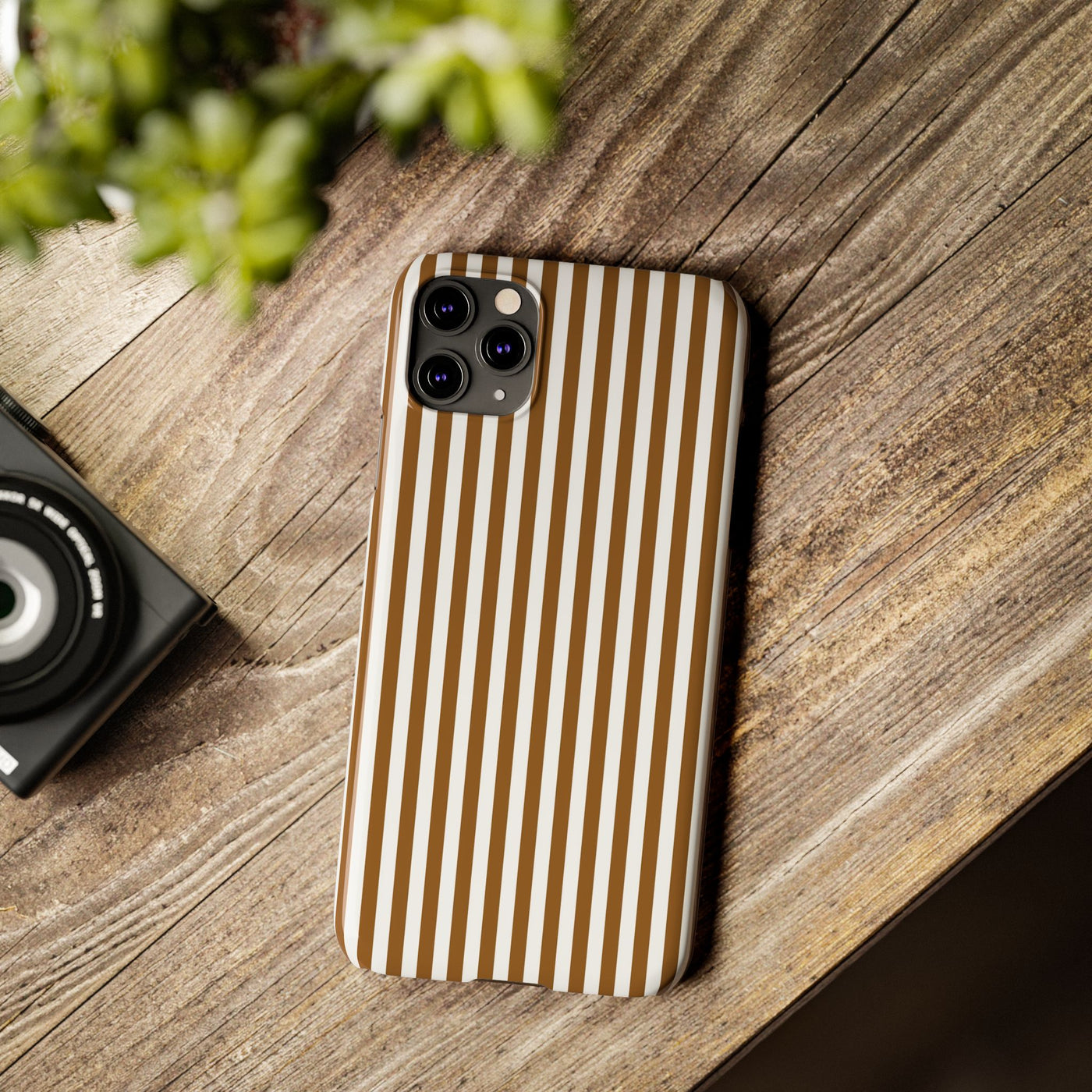 Slim Mocca Brown Striped Cute Phone Case for Iphone 16 - | iPhone 15 Pro Max Case | iPhone 14 Case Iphone 13 12 11 10 9 8 7 XS X Gift for Her - Studio40ParkLane