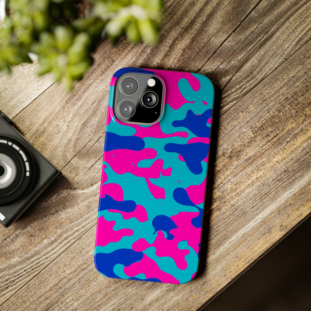 Slim Cute Phone Cases for Iphone - | iPhone 15 Case | iPhone 15 Pro Max Case, Iphone 14 Case, Iphone 14 Pro Max, Iphone 13, Blue Pink Camouflage - Studio40ParkLane
