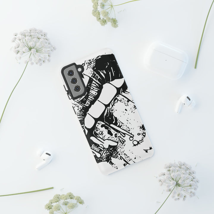 Cute Samsung Phone Case | Aesthetic Samsung Phone Case | Smile Lips Black White | Galaxy S23, S22, S21, S20 | Luxury Double Layer | Cool - Studio40ParkLane