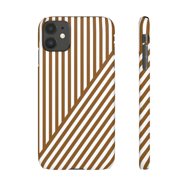 Aesthetic Mocha Brown Stripes Cute Phone Case Sleek Snap - For iPhone 17 Pro Max iPhone 16 Pro iPhone 15 Iphone 14 Plus 13 Pro 12 11 10 Gift - Studio40ParkLane