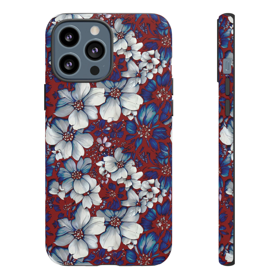 Cute IPhone Case | Red Blue Flowers, iPhone 15 Case | iPhone 15 Pro Case, Iphone 14 Case, Iphone 14 Pro Max Case, Protective Iphone Case - Studio40ParkLane