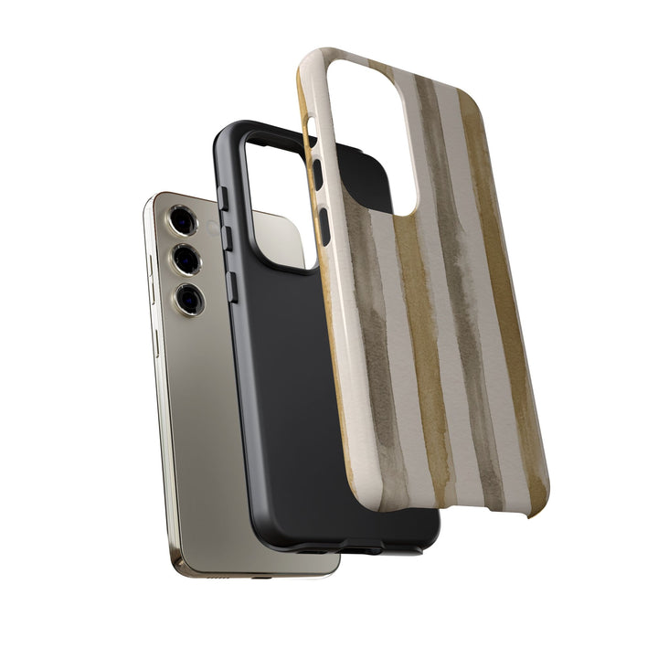 Tough Cute Brown Beige Stripes Phone Case, for IPhone 17 Pro Max | Iphone 17 Air, Iphone 16, IPhone 15, 14 13 12, Samsung Galaxy S26, S25, S24, S23 - Studio40ParkLane