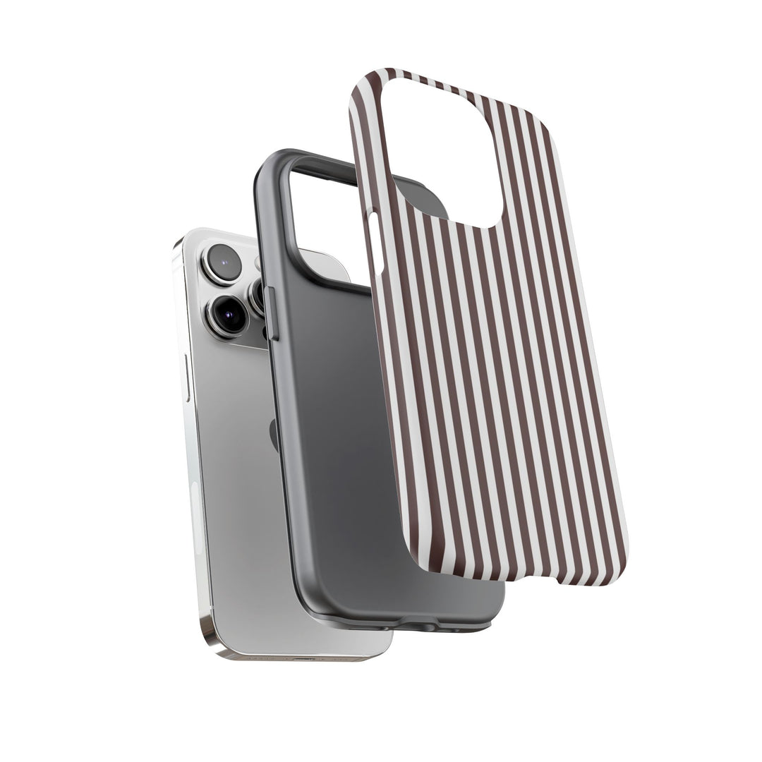 Tough Premium Brown Stripes Phone Case Gift for Her - For Apple iPhone 16 Pro Max 16e iPhone 15 Pro iPhone Iphone 14 Plus 13 Pro 12 SE XR - Studio40ParkLane