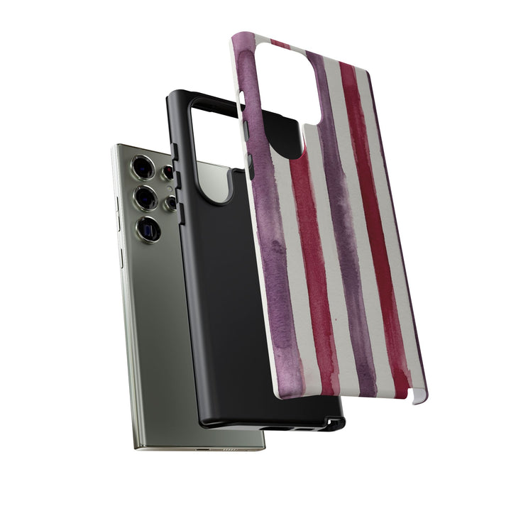 Tough Cute Wine Red Purple Stripes Phone Case, for IPhone 17 Pro Max | Iphone 17 Air, Iphone 16, IPhone 15, 14 13 12, Samsung Galaxy S26, S25, S24, S23 - Studio40ParkLane