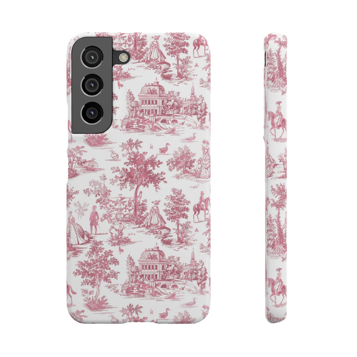 Sleek Snap Pink French Toile Cute Phone Case for iPhone 16 15 14 13 12 11 X Xs Max Xr Pro Plus Samsung Galaxy S24 S23 S22 S21 S20 Note Ultra